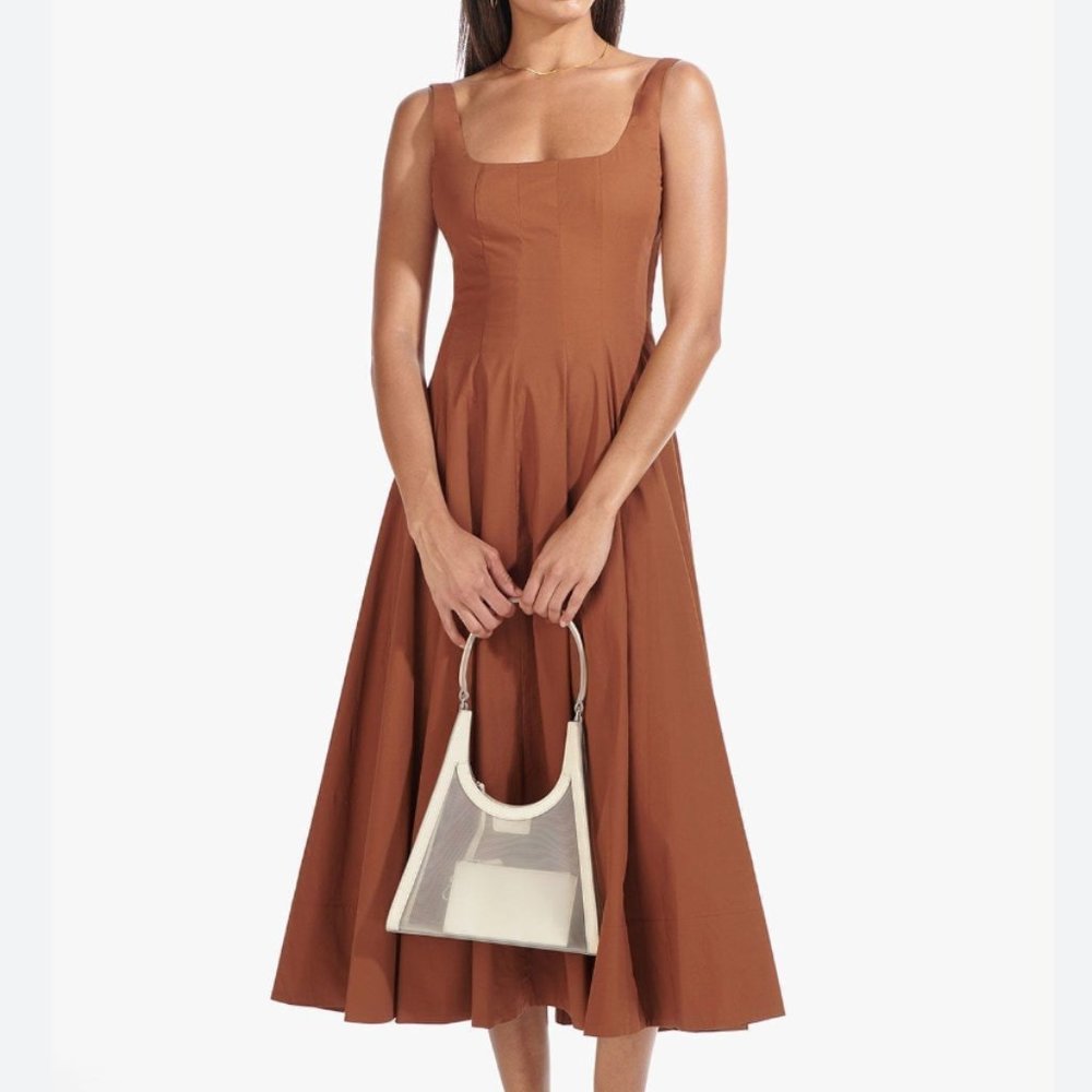 STAUD Wells Midi Dress - Tan